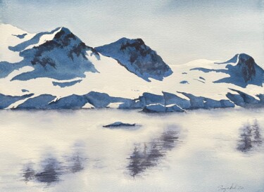 Pintura intitulada "Glacier" por Sofiia Kulichkova (Sonjakul), Obras de arte originais, Aquarela