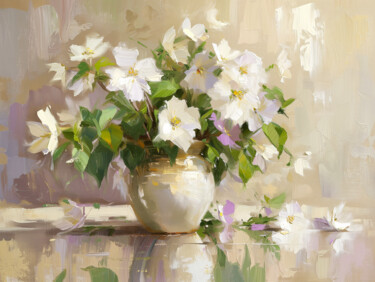 Digitale Kunst mit dem Titel "White flowers" von Sofiia Kulichkova (Sonjakul), Original-Kunstwerk, Digitale Malerei