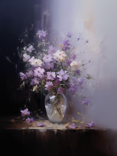 Digitale Kunst mit dem Titel "Purple flowers" von Sofiia Kulichkova (Sonjakul), Original-Kunstwerk, Digitale Malerei
