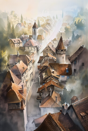 Digital Arts titled "Old center" by Sofiia Kulichkova (Sonjakul), Original Artwork, Digital Painting