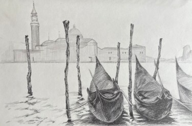 Dibujo titulada "Venice" por Sofiia Kulichkova (Sonjakul), Obra de arte original, Lápiz
