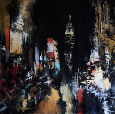 Malerei mit dem Titel "Madison Avenue, New…" von Sofija Nikolić (92nd Studio), Original-Kunstwerk, Öl Auf Keilrahmen aus Hol…