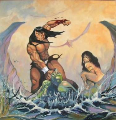 Pintura titulada "Conan el barbaro" por Jose Angel Sogorb Albertus, Obra de arte original, Oleo