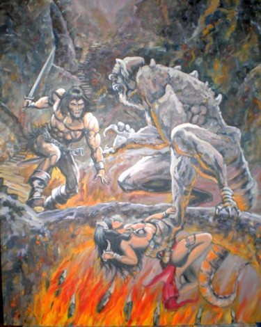 Pintura titulada "Conan el barbaro 3" por Jose Angel Sogorb Albertus, Obra de arte original