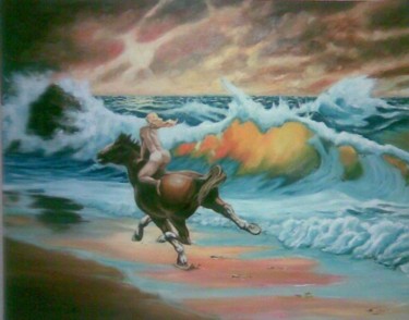 Pintura titulada "Cabalgando  en la o…" por Jose Angel Sogorb Albertus, Obra de arte original
