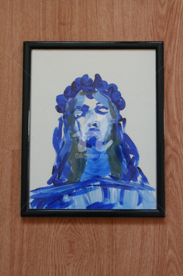 Peinture intitulée "Vierge bleue" par Soguer, Œuvre d'art originale, Acrylique