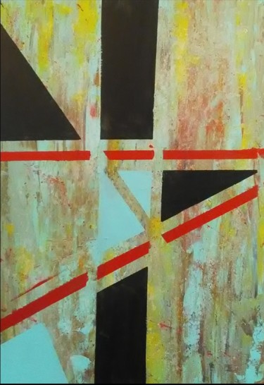 Painting titled "GEOMETRIE" by Sohail, Original Artwork, Acrylic Mounted on Wood Stretcher frame