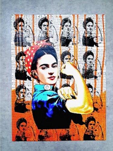 Collages getiteld "FRIDA KHALO fuck th…" door Sohan_street, Origineel Kunstwerk, Collages Gemonteerd op Aluminium