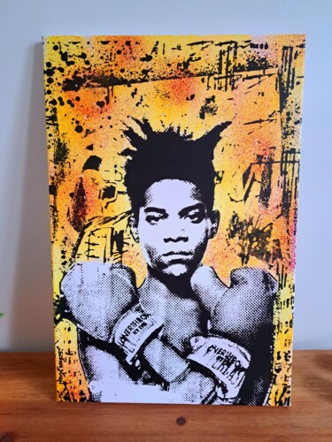 Malerei mit dem Titel "Basquiat Boxing" von Sohan_street, Original-Kunstwerk, Digitale Malerei Auf Keilrahmen aus Holz monti…