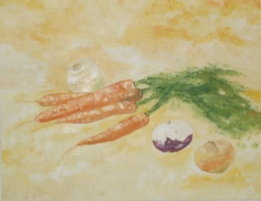 Painting titled "Les Carottes" by Sophie Hilbert, Original Artwork, Oil