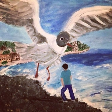 Painting titled "La mouette" by Soisic, Original Artwork, Acrylic