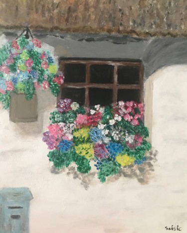 Painting titled "Maison de village" by Soisic, Original Artwork, Acrylic