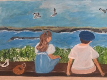 Painting titled "Les enfants" by Soisic, Original Artwork, Acrylic Mounted on Wood Stretcher frame