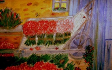 Pittura intitolato "récolte de fleurs" da Soisic, Opera d'arte originale, Olio