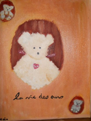Peinture intitulée "un livre d'ours" par Soisic, Œuvre d'art originale, Huile