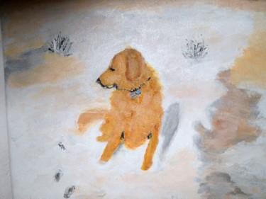 Peinture intitulée "fidji dans la neige" par Soisic, Œuvre d'art originale, Huile