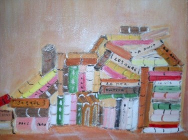 Painting titled "les livres" by Soisic, Original Artwork, Oil