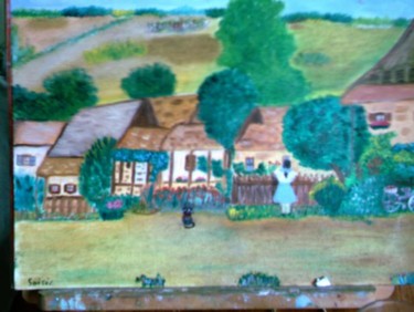 Peinture intitulée "le village de soisic" par Soisic, Œuvre d'art originale, Huile