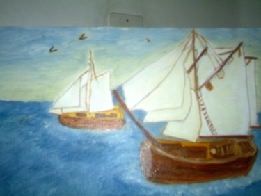Painting titled "les bateaux" by Soisic, Original Artwork