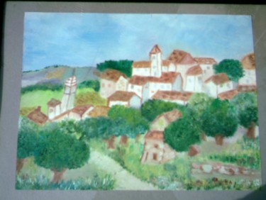 Peinture intitulée "le village" par Soisic, Œuvre d'art originale, Huile