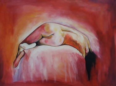 Painting titled "femme endormie.jpg" by Françoise Perron, Original Artwork, Oil