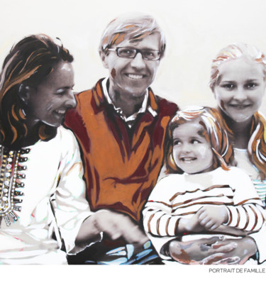 Peinture intitulée "FAMILLE B PORTRAIT…" par Soizick Martin, Œuvre d'art originale, Acrylique