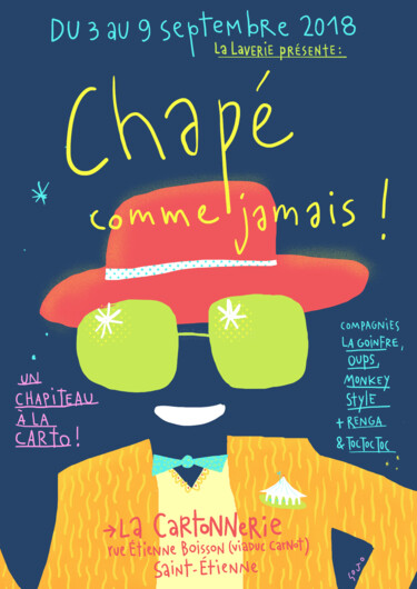 Zeichnungen mit dem Titel "Chappé comme jamais!" von Sojo, Original-Kunstwerk, Digitale Malerei