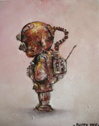 Schilderij getiteld "Rusty Toy" door Sojo, Origineel Kunstwerk