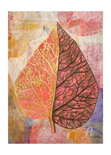 Painting titled "Automne" by Soka, Original Artwork, Monotype
