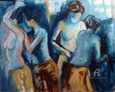 Painting titled "Les coulisses" by Soka, Original Artwork, Oil