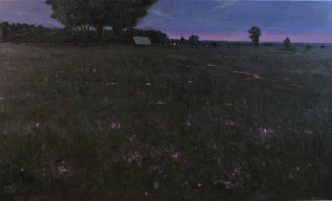 Painting titled "Silence of the night" by Igor Sokolov, Original Artwork, Oil Mounted on Wood Stretcher frame