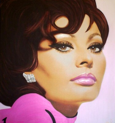 Schilderij getiteld "Sophia Loren - 'Six…" door Sol Hayo, Origineel Kunstwerk, Olie