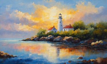 Painting titled "Lighthouse" by Sol, Original Artwork, Oil