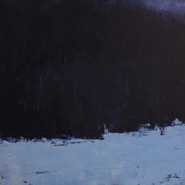 Peinture intitulée "Lisière nocturne" par Sola, Œuvre d'art originale, Huile Monté sur Châssis en bois