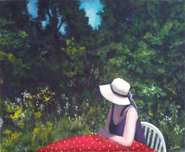 Pintura intitulada "La femme au chapeau" por Sola, Obras de arte originais