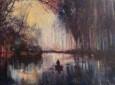 Pintura intitulada "Au fil de l'eau" por Sola, Obras de arte originais