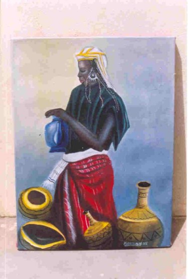 Peinture intitulée "serveuse de thé" par Siele Soro, Œuvre d'art originale