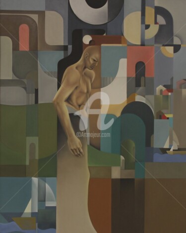 Pittura intitolato "O Enigma da Porta." da Solange Alves, Opera d'arte originale, Olio