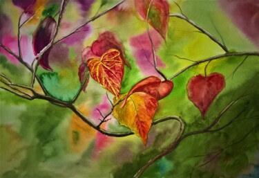 Painting titled "Outono" by Solange Esposito (SEsposito), Original Artwork, Watercolor