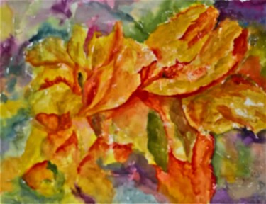 Pittura intitolato "Flores Amarelas" da Solange Esposito (SEsposito), Opera d'arte originale, Acquarello