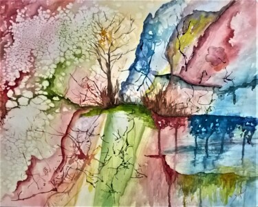 Painting titled "Abstrato 1" by Solange Esposito (SEsposito), Original Artwork, Watercolor