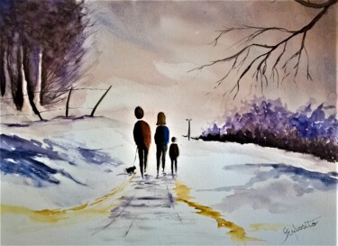 Painting titled "Paisagem Invernal" by Solange Esposito (SEsposito), Original Artwork, Watercolor