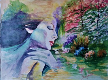 Painting titled "Divagando" by Solange Esposito (SEsposito), Original Artwork, Watercolor