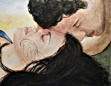 Pintura intitulada "Innamorati" por Solange Esposito (SEsposito), Obras de arte originais, Aquarela