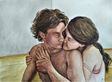 Pintura intitulada "Innamorati 2" por Solange Esposito (SEsposito), Obras de arte originais, Aquarela