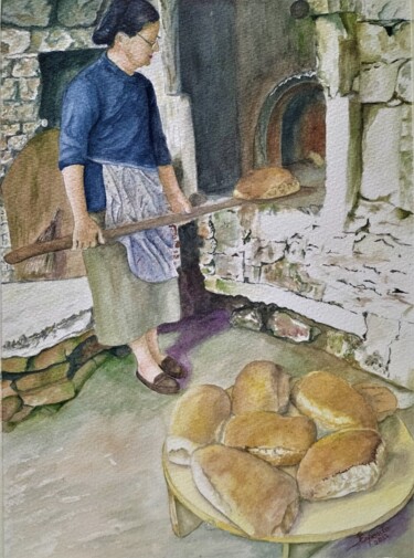 Painting titled "La Fornarina" by Solange Esposito (SEsposito), Original Artwork, Watercolor