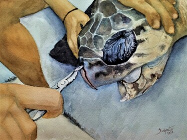 Malerei mit dem Titel "O que pode fazer um…" von Solange Esposito (SEsposito), Original-Kunstwerk, Aquarell