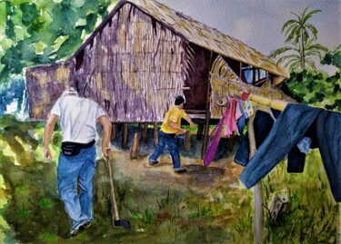 Painting titled "Destruição de nosso…" by Solange Esposito (SEsposito), Original Artwork, Watercolor