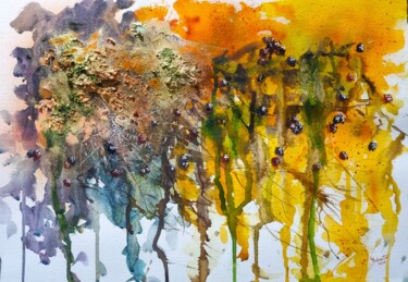 Painting titled "Blackberries" by Solange Esposito (SEsposito), Original Artwork, Watercolor