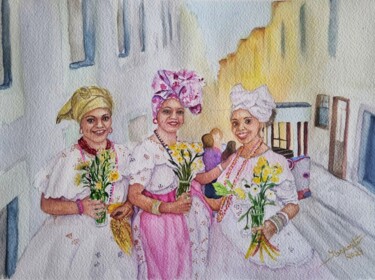 Painting titled "Baianas" by Solange Esposito (SEsposito), Original Artwork, Watercolor